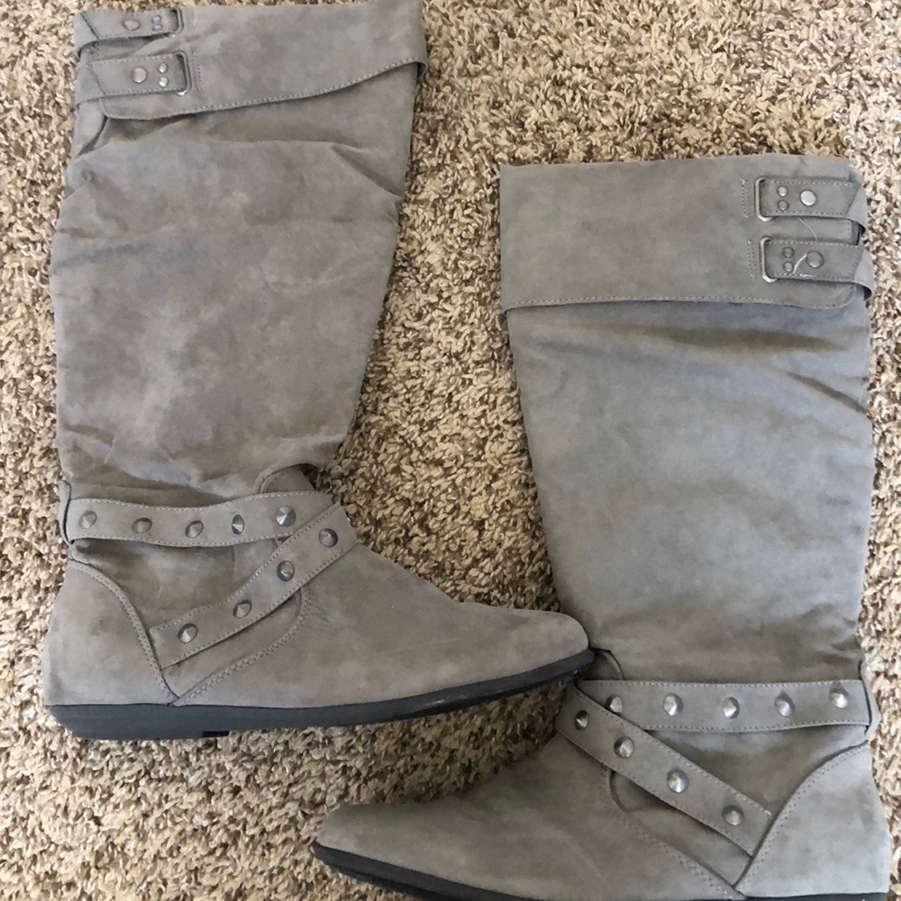 Grey suede boots